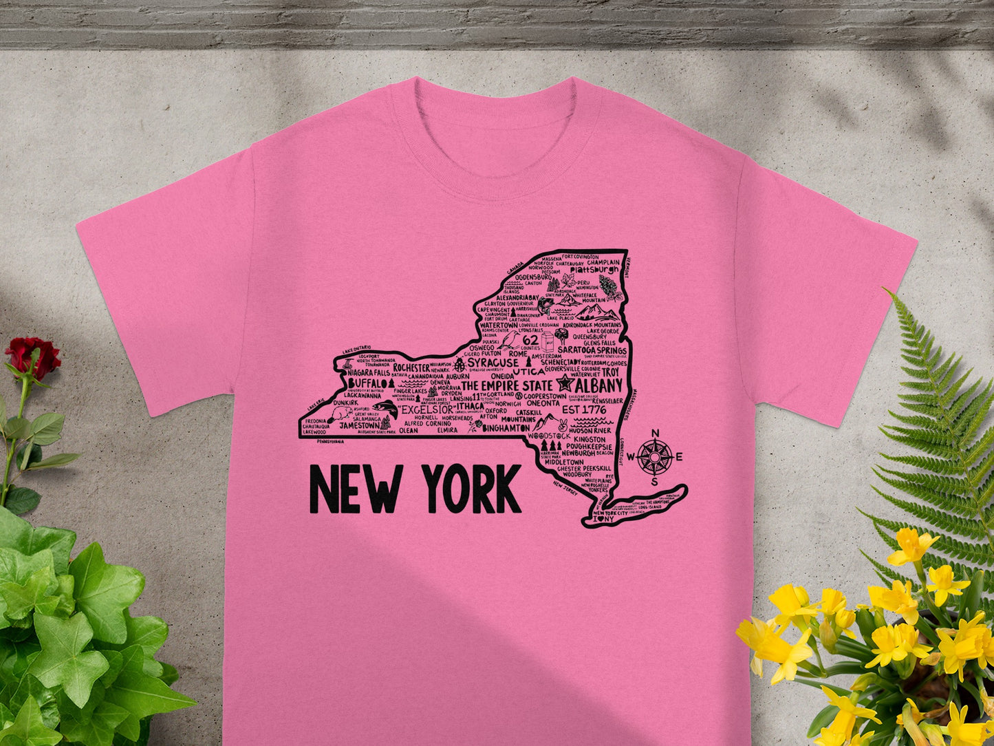 New York State Themed Typography Graphic T-Shirt