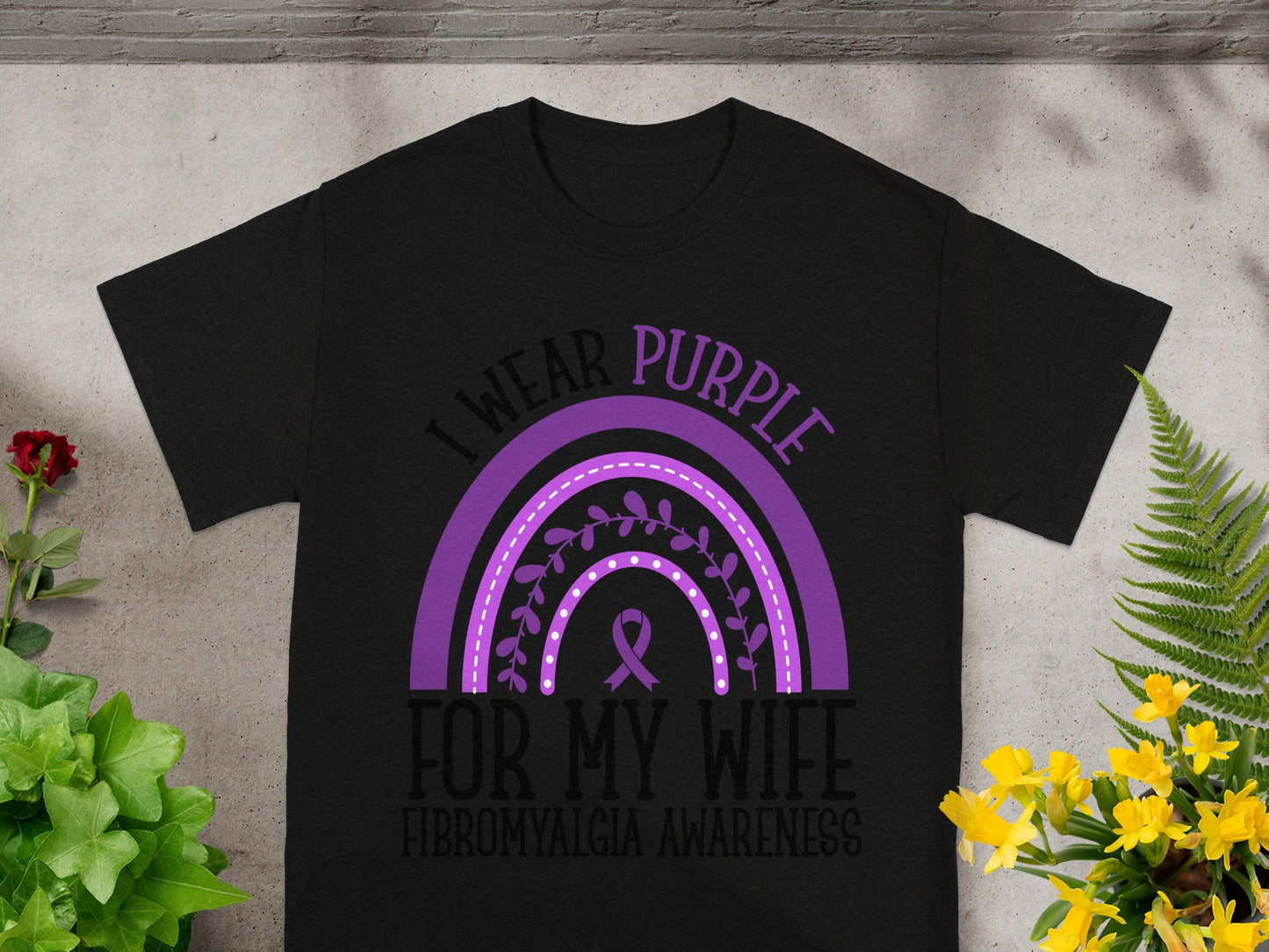 I Wear Purple For My Wife Fibromyalgia Awareness Shirt