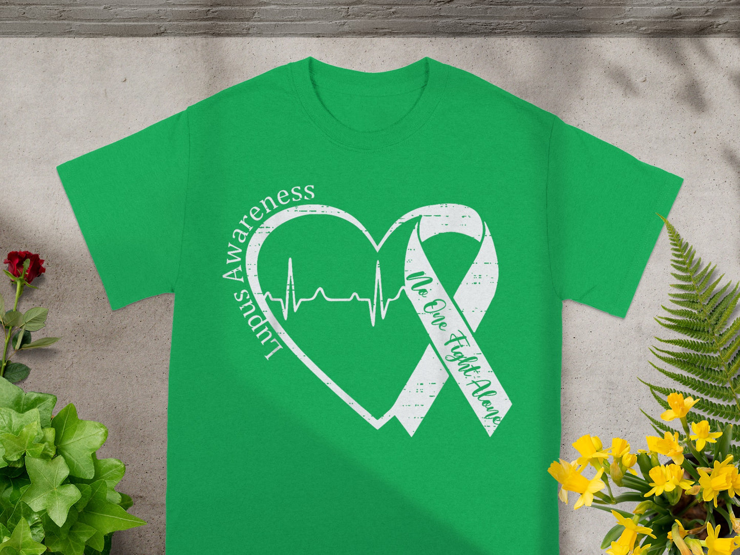 Lupus Awareness No One Fights Alone Green Shirt
