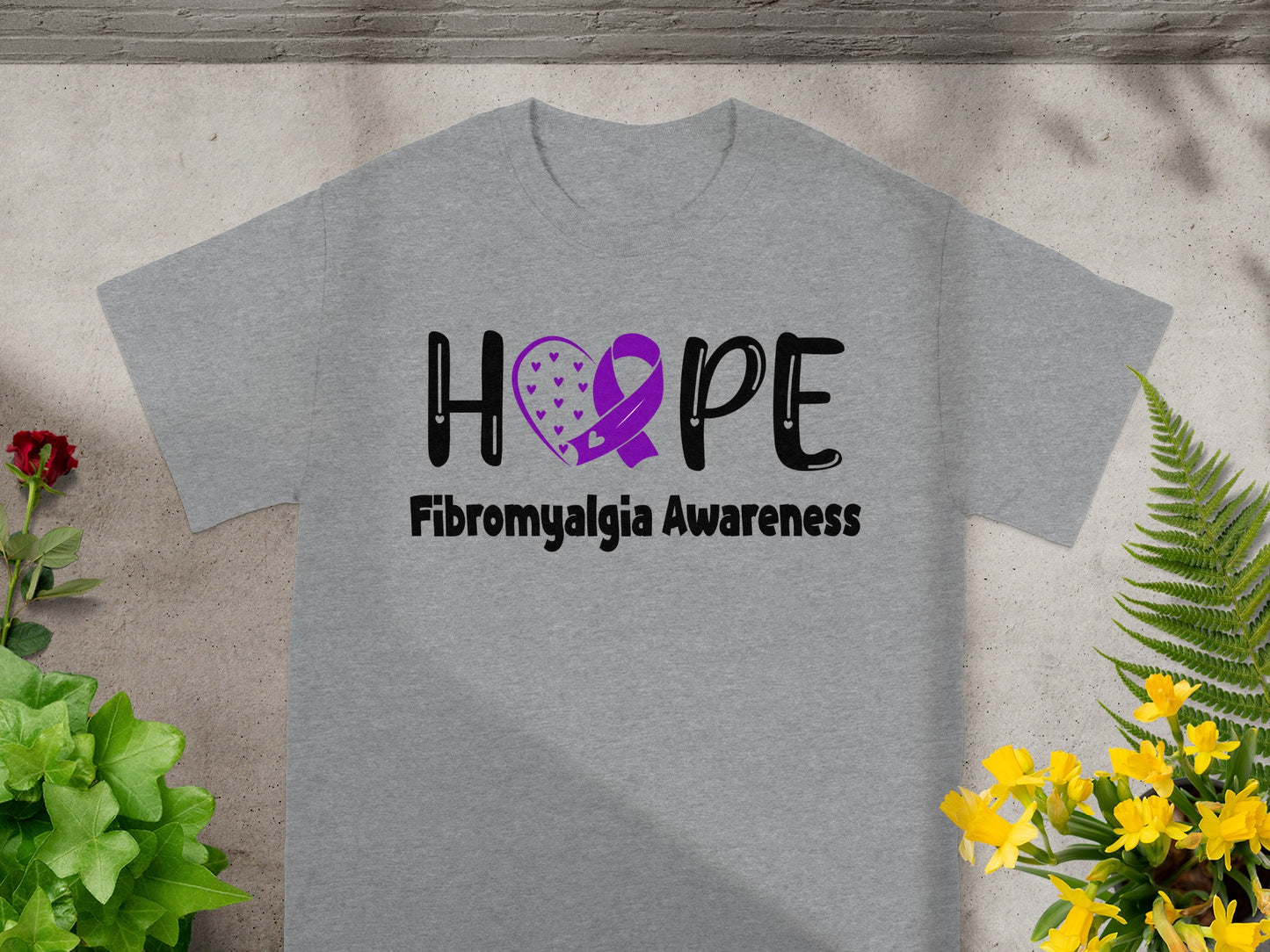Hope Fibromyalgia Awareness Heart Design Shirt