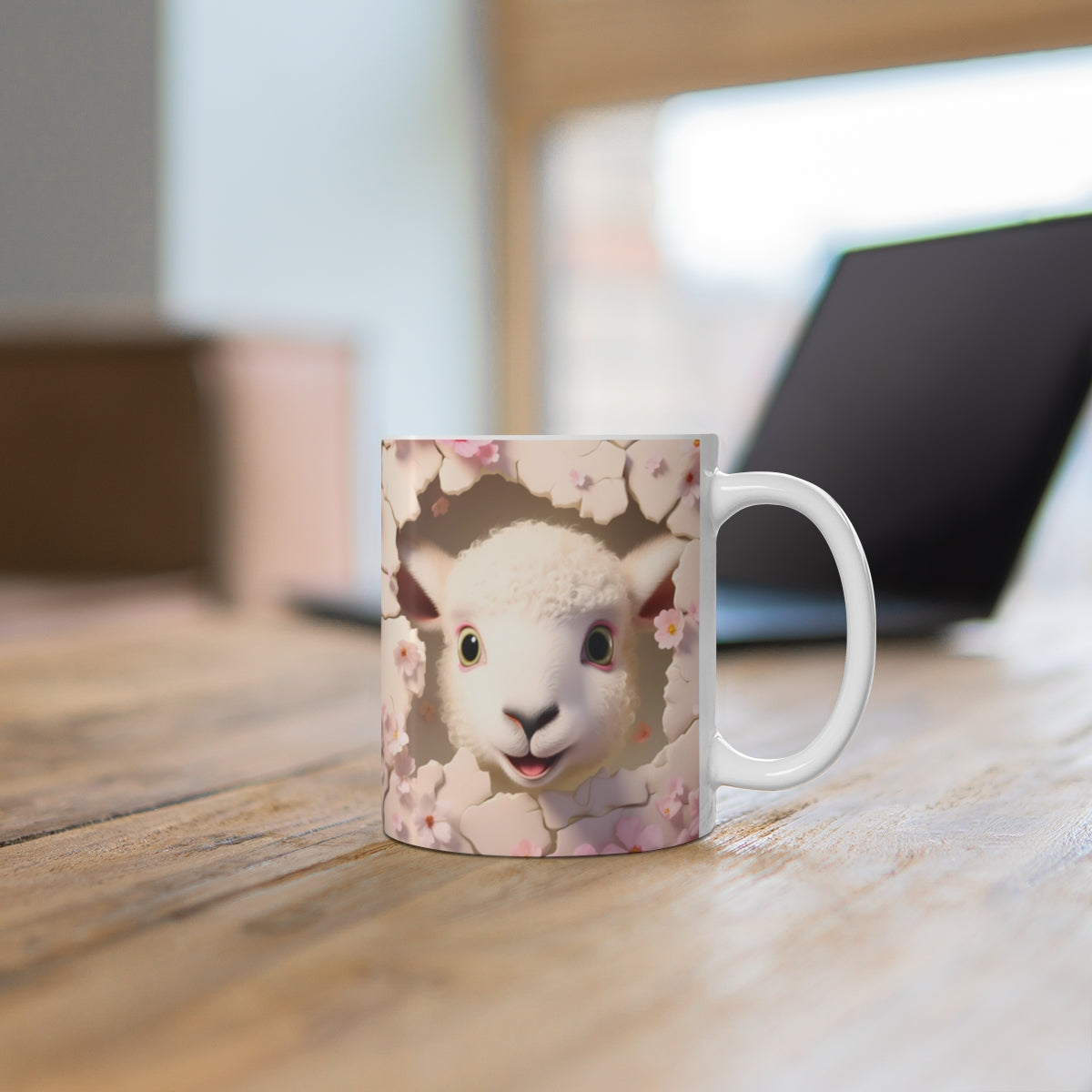 Cute Sheep Surrounded by Flowers Mug for Coffee Lovers