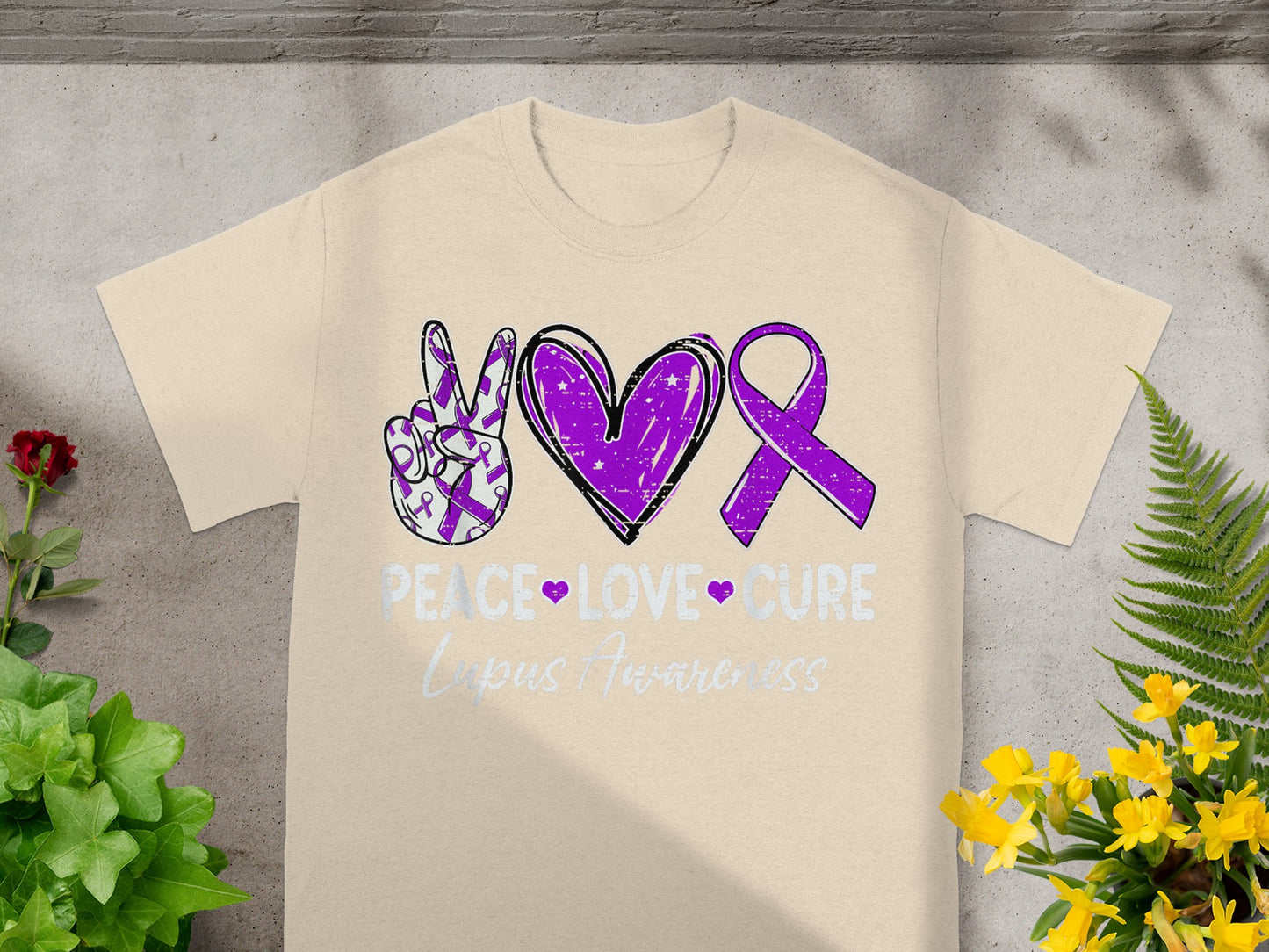 Peace Love Cure Lupus Awareness Graphic T-Shirt