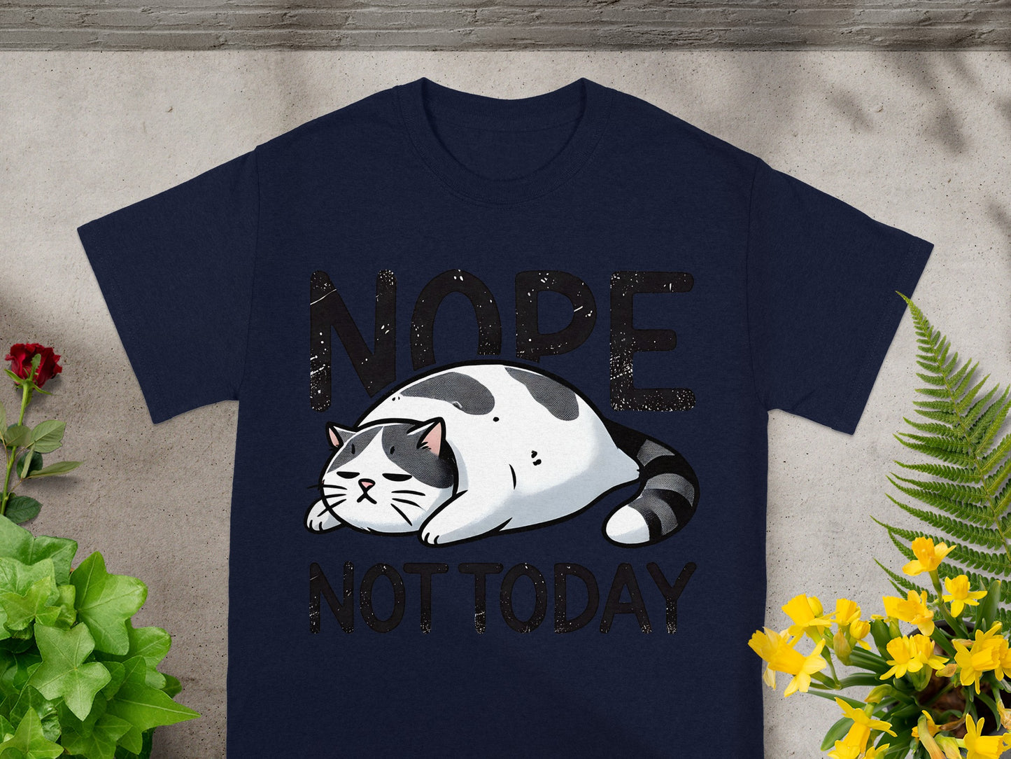 Nope Not Today Sleeping Cat Graphic T-Shirt