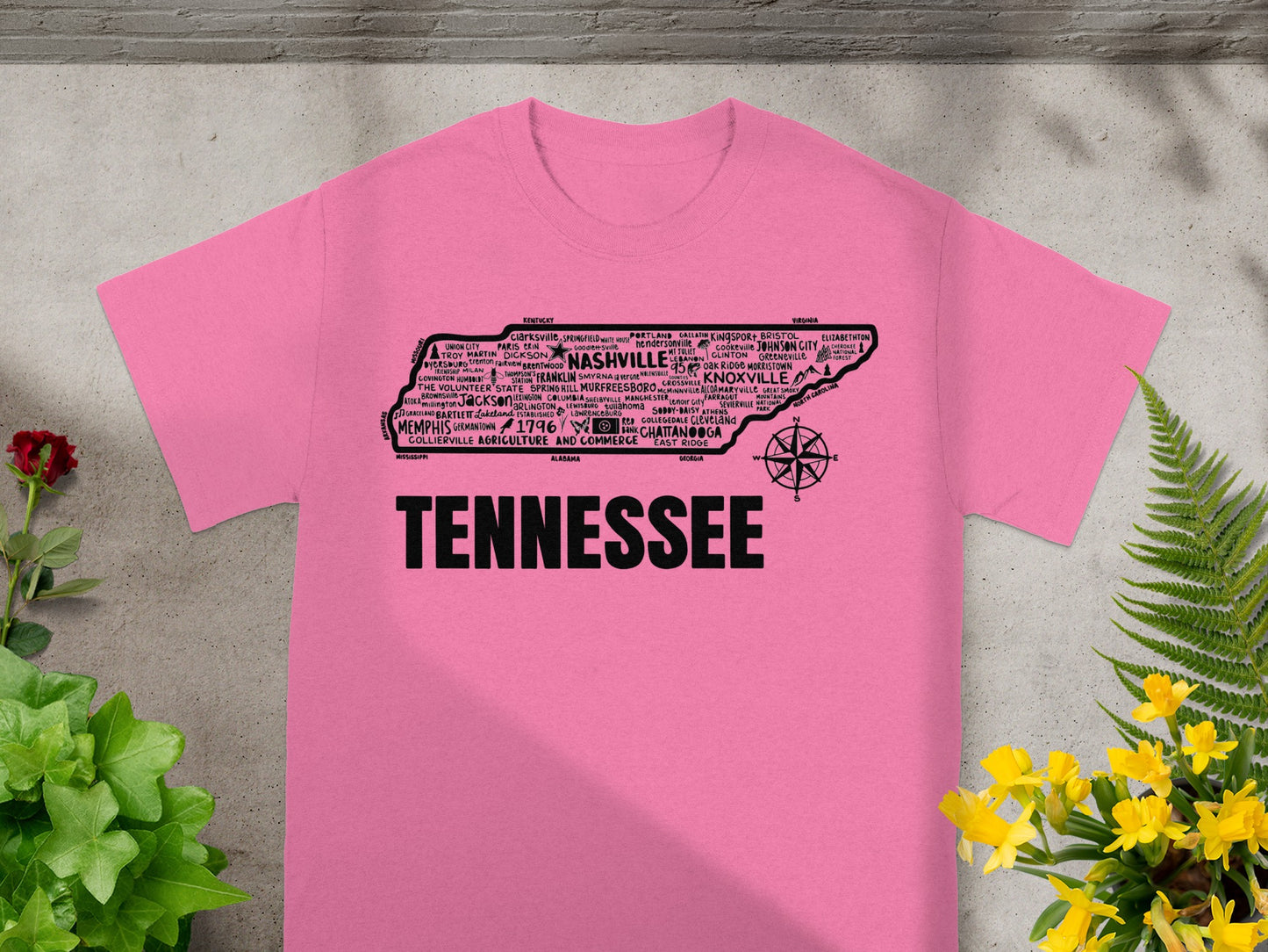 Pink Tennessee Map Design Graphic T-Shirt Product