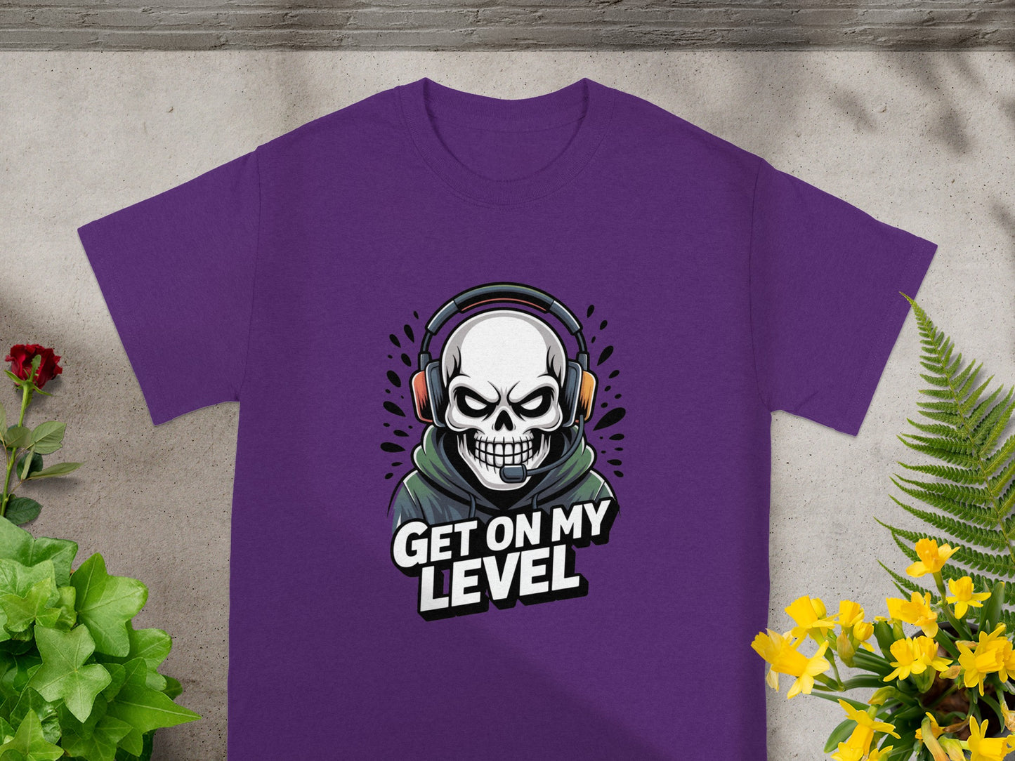 Get On My Level Skull Headphones Graphic Shirt
