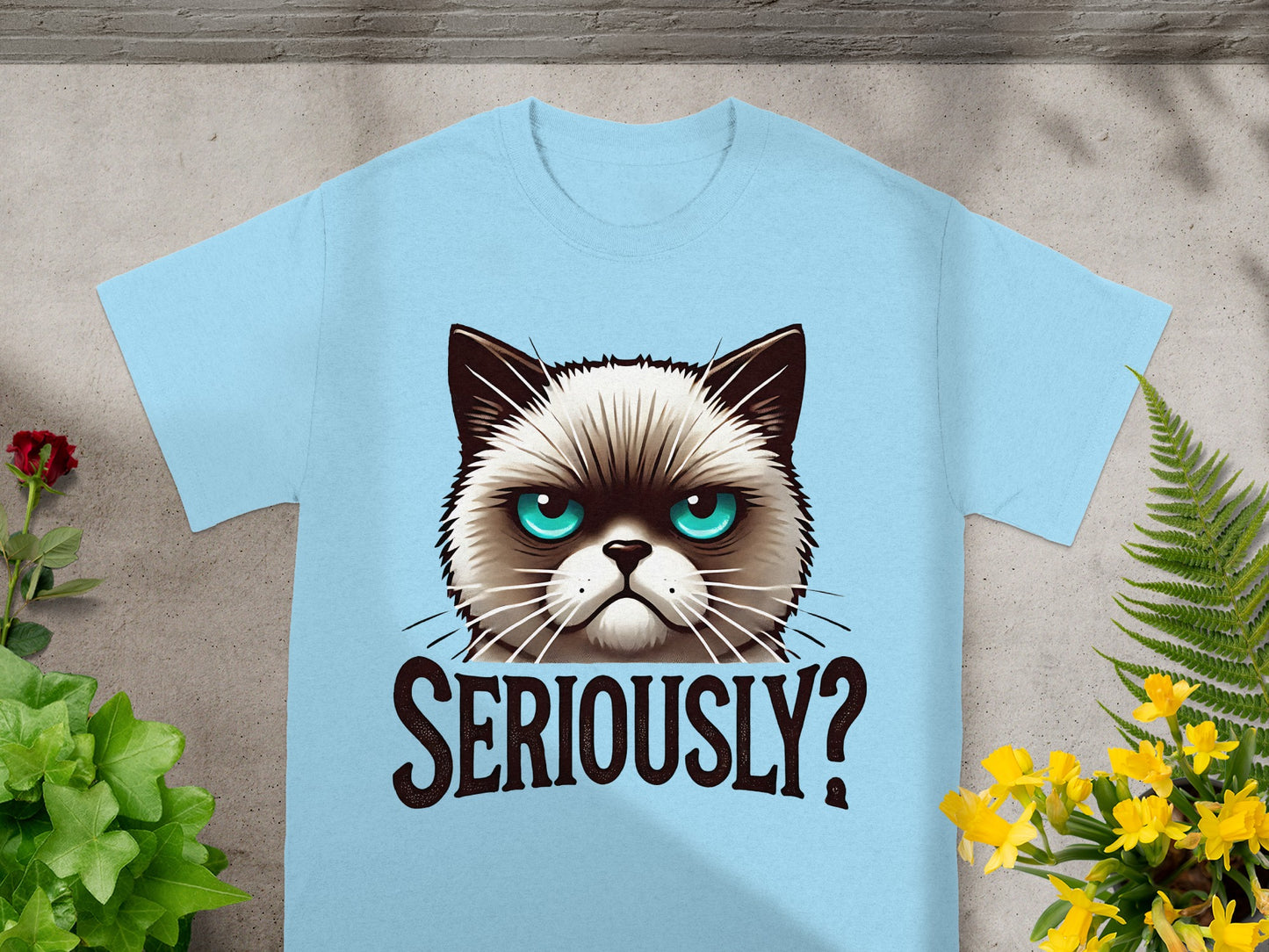 Seriously? Cute Grumpy Cat Design T-shirt