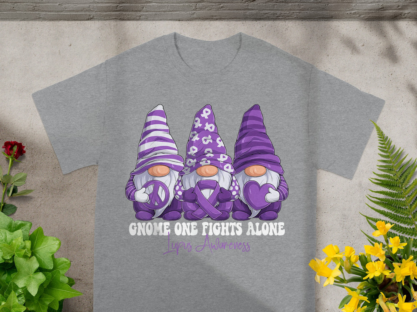 Gnome One Fights Alone Lupus Awareness T-Shirt