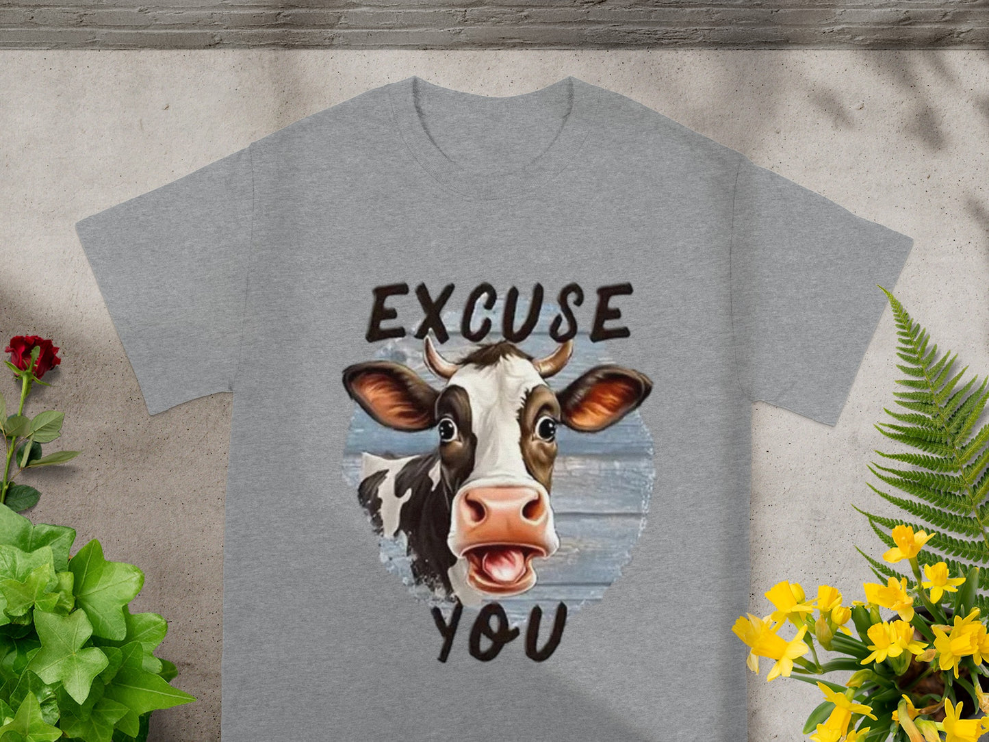 Excuse You Cow Graphic Grey T-Shirt Product
