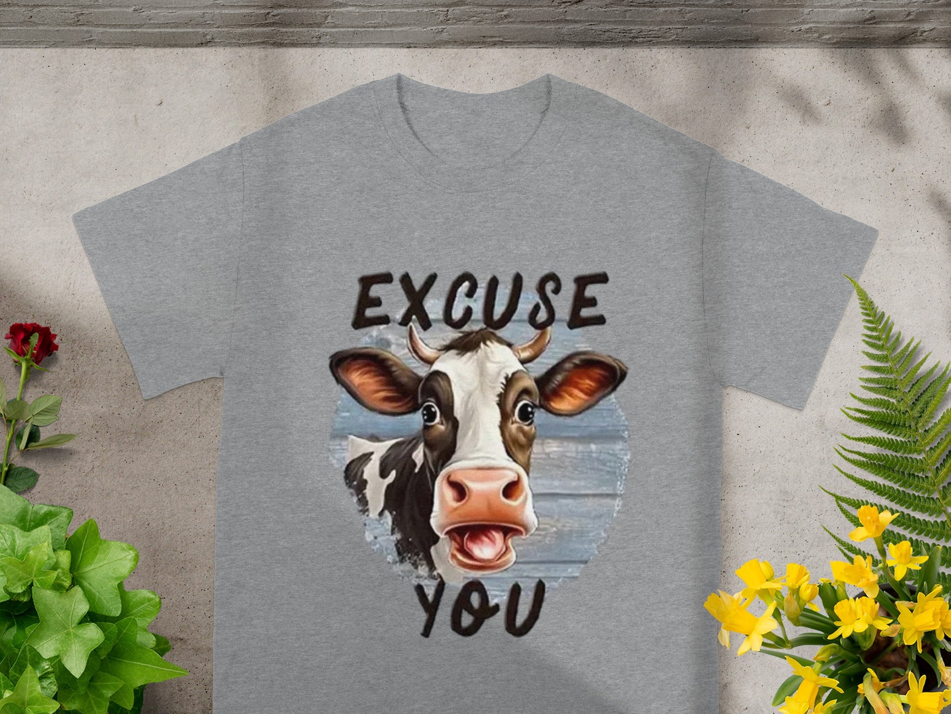 Excuse You Cow Graphic Grey T-Shirt Product