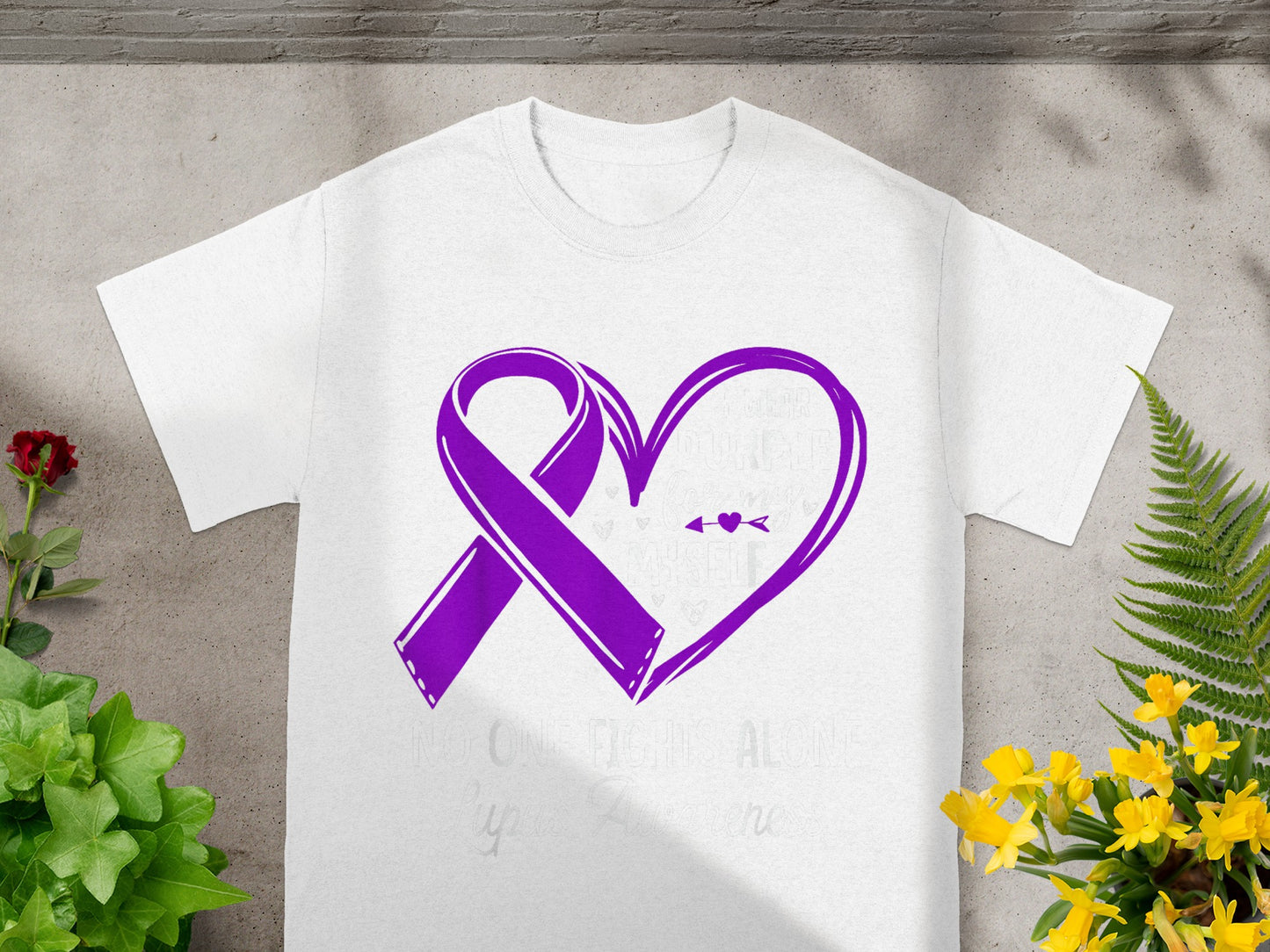 Purple Ribbon Heart Awareness Graphic T-Shirt Product
