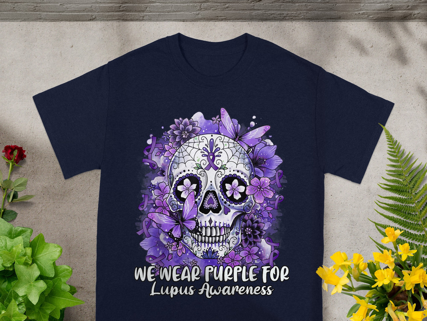 We Wear Purple For Lupus Awareness Skull T-Shirt