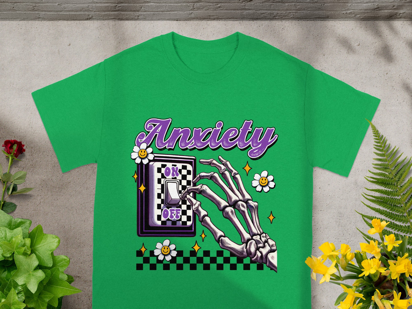 Anxiety On Off Switch Skeleton Hand Graphic Shirt