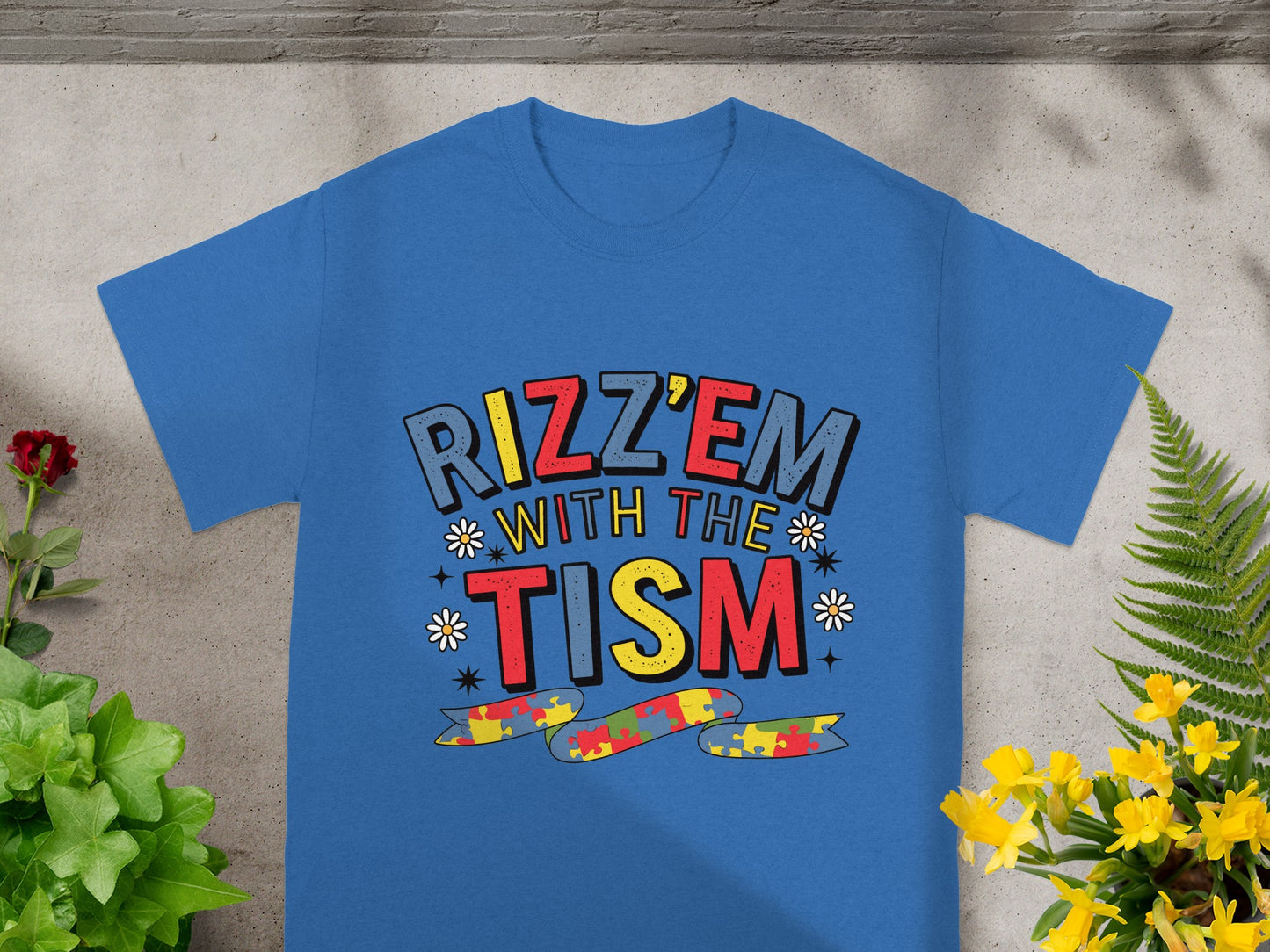 Rizz'em With The Tism Colorful Graphic T-Shirt