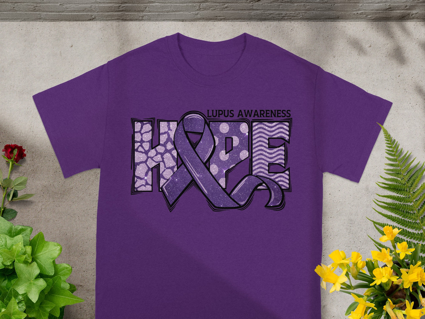 Lupus Awareness HOPE Purple Ribbon Graphic Shirt