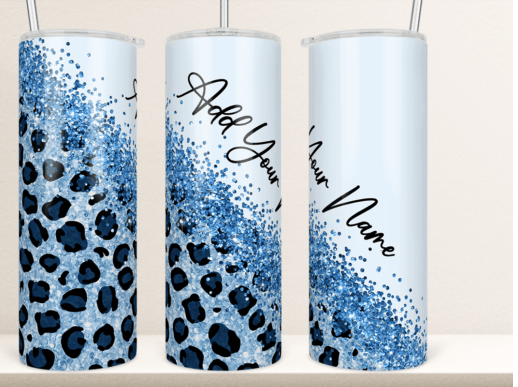 Customized Blue diagonal leopard tumbler