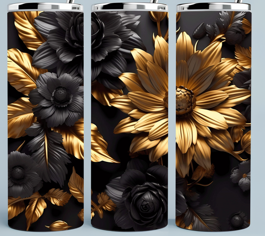 Black and Gold Flower tumbler
