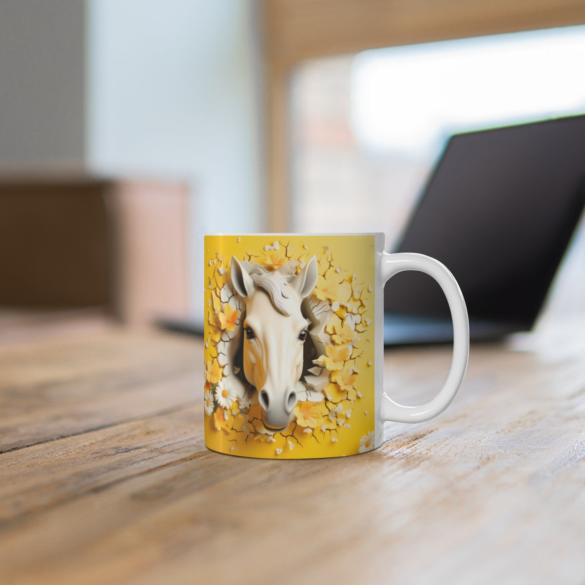 Horse Head on Yellow Background Coffee Mug