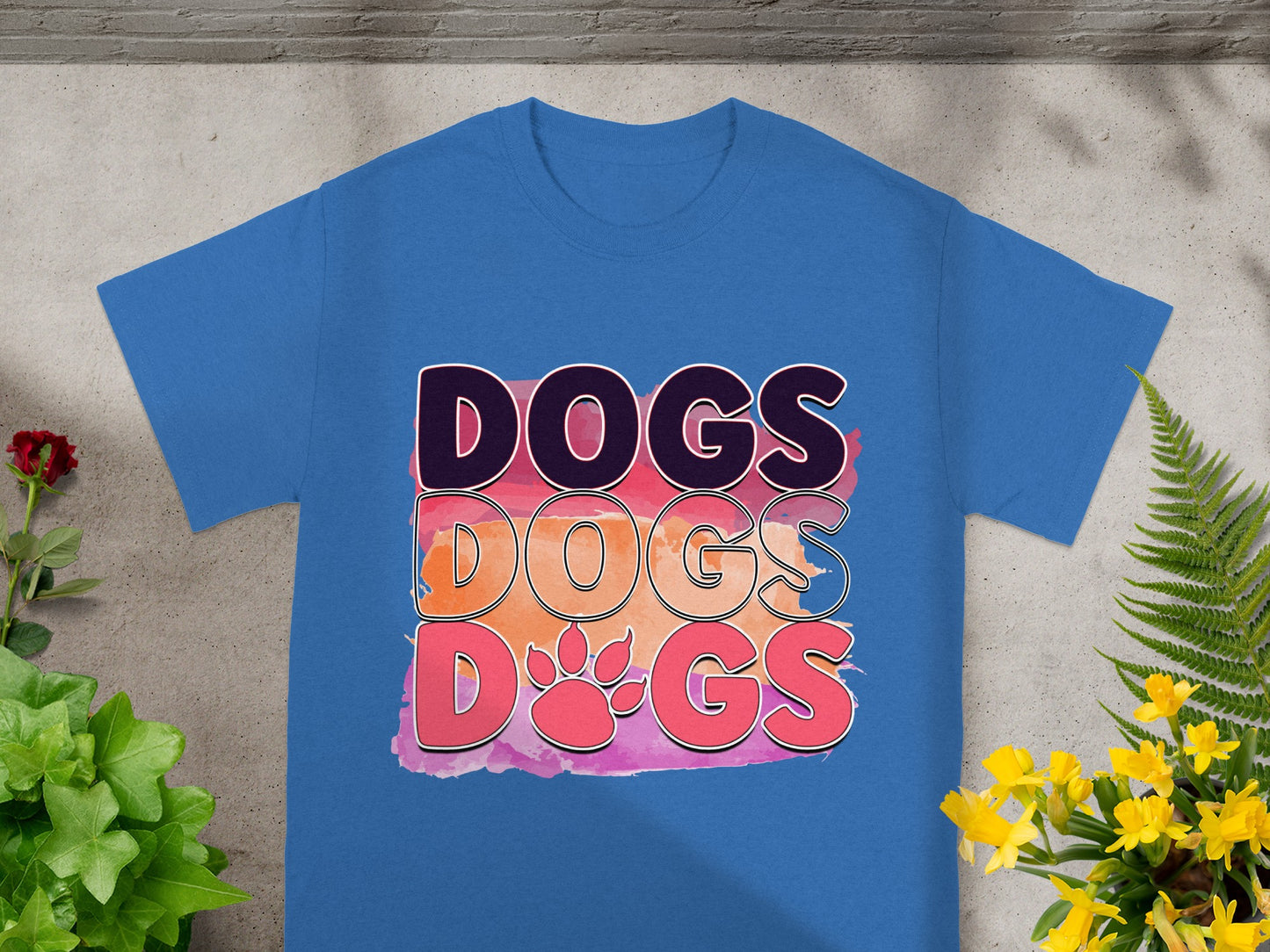 Colorful Multi-Layered Dogs Graphic T-Shirt