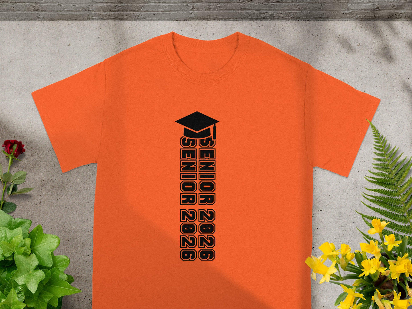 Senior 2026 Graduation Cap Vertical Text T-Shirt