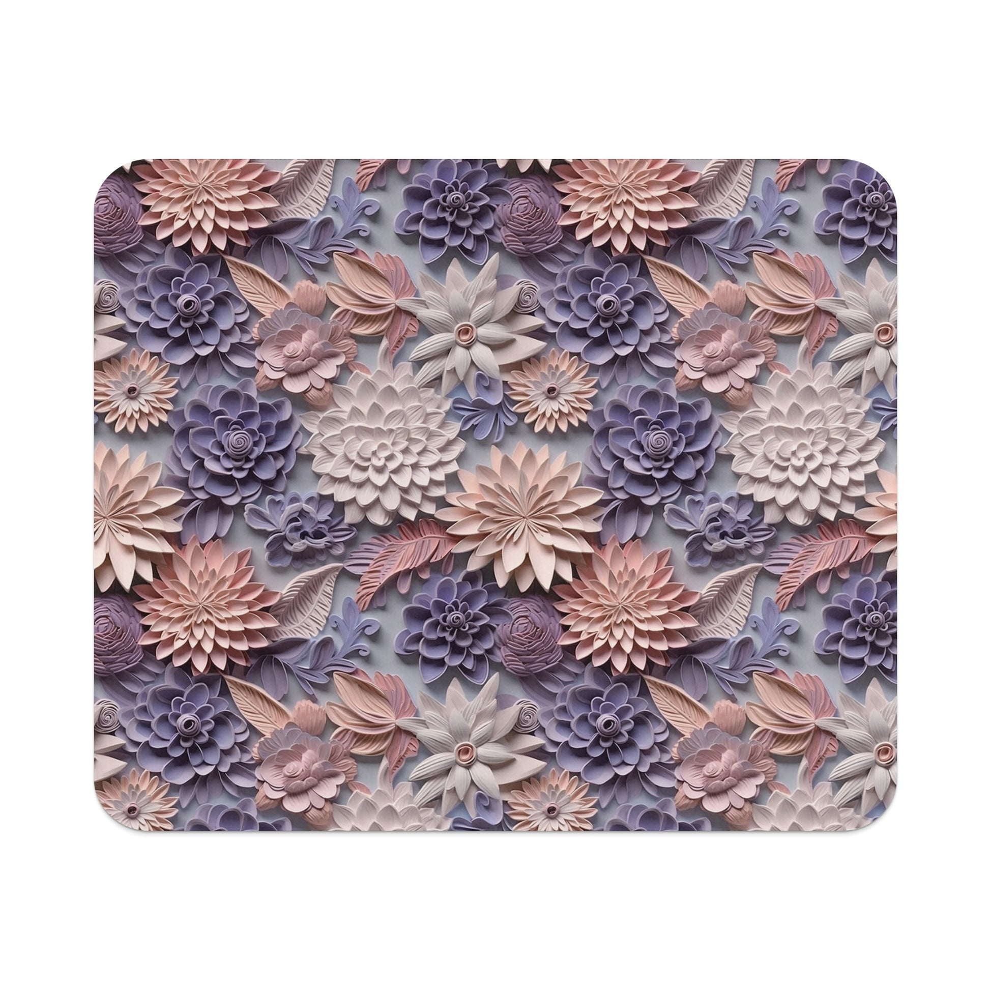 Floral Patterned Multi-Color Succulent Design Mouse Pad