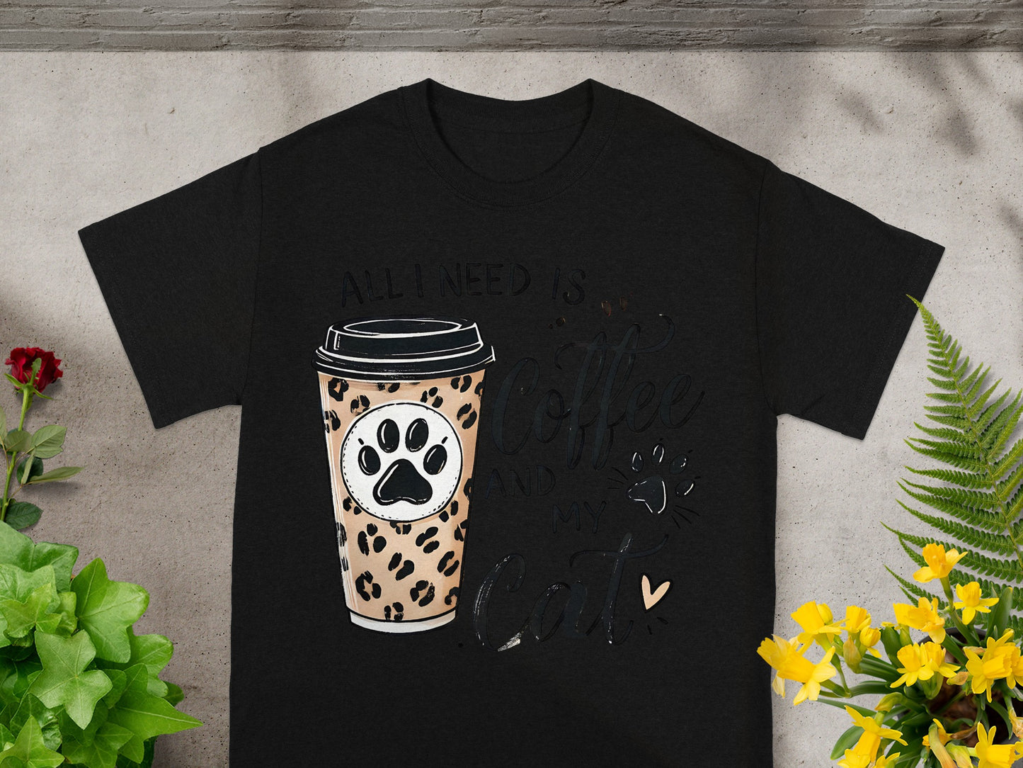All I Need Is Coffee and My Cat Graphic T-shirt