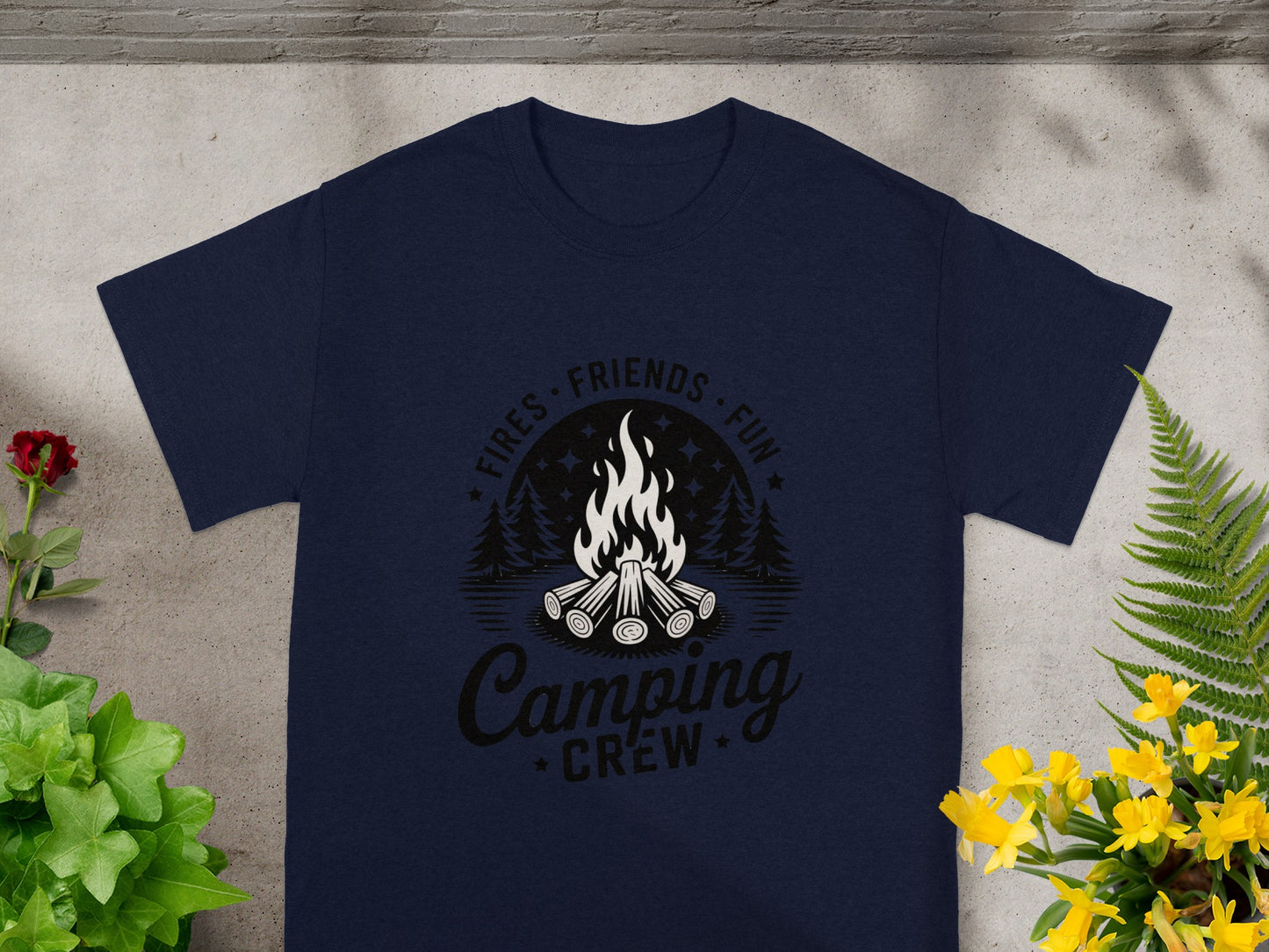 Fires Friends Fun Camping Crew T-shirt for Outdoor Lovers
