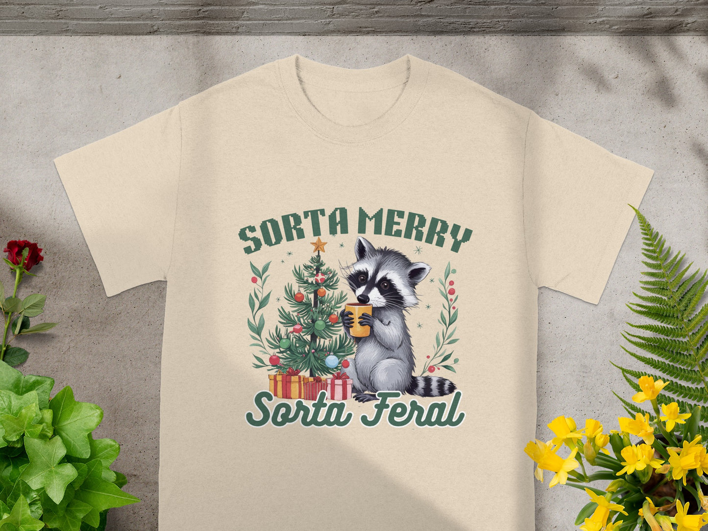 Sorta Merry Sorta Feral Christmas Raccoon Shirt