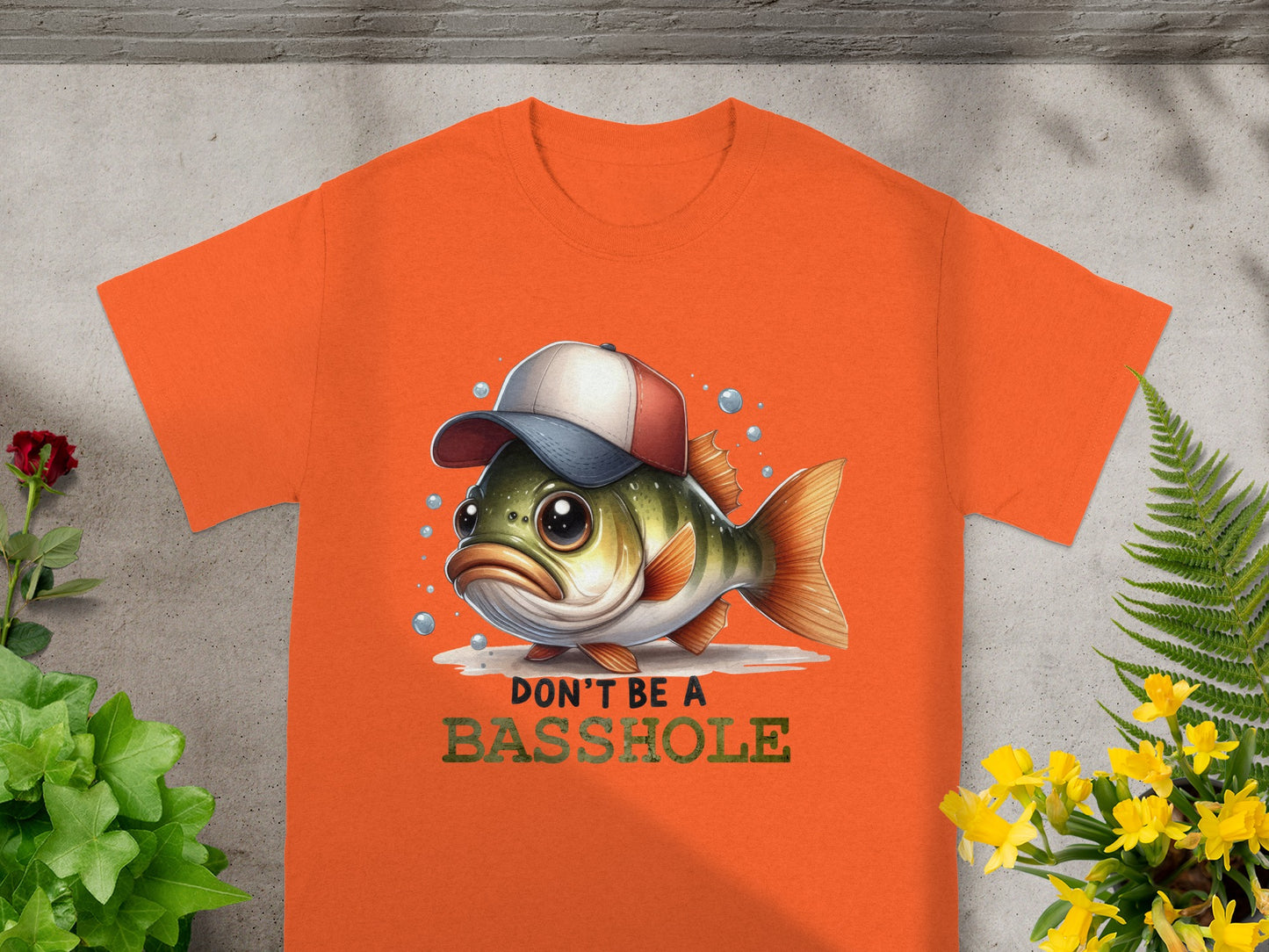 Funny Don't Be A Basshole Orange Graphic T-Shirt
