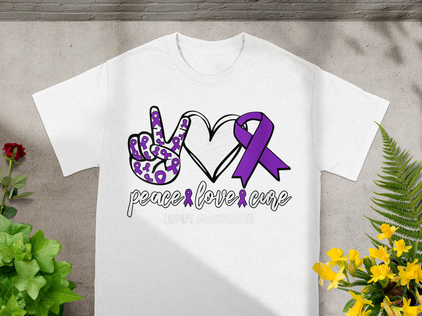 Peace Love Cure Lupus Awareness Graphic Shirt