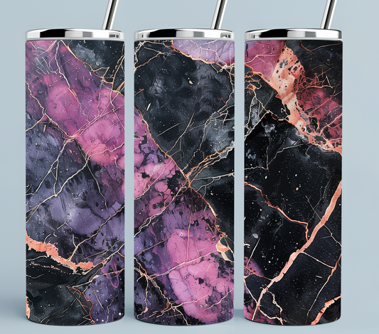Purple, Pink, Navy Gold Agate tumbler design