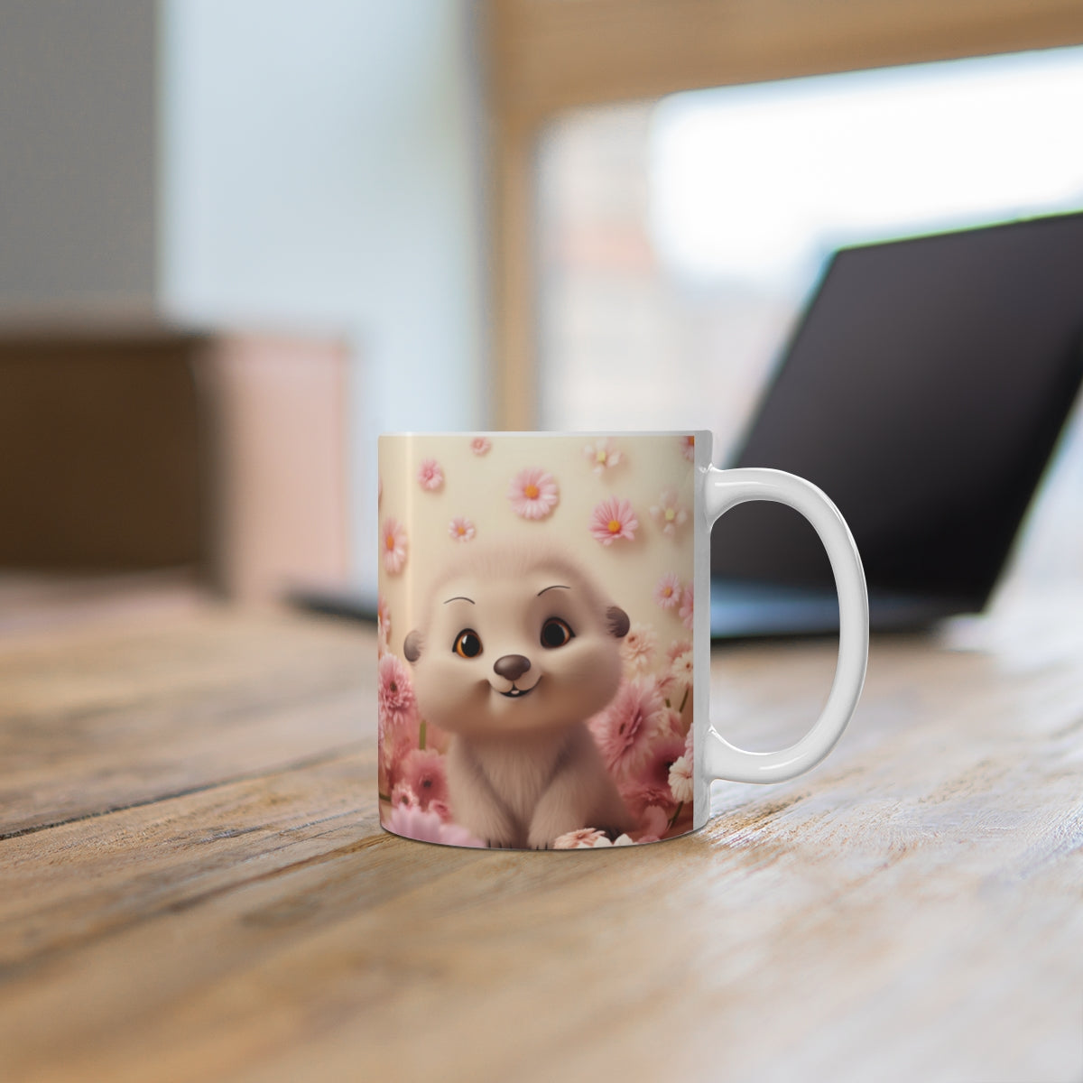 Cute Animal with Flowers Design Coffee Mug
