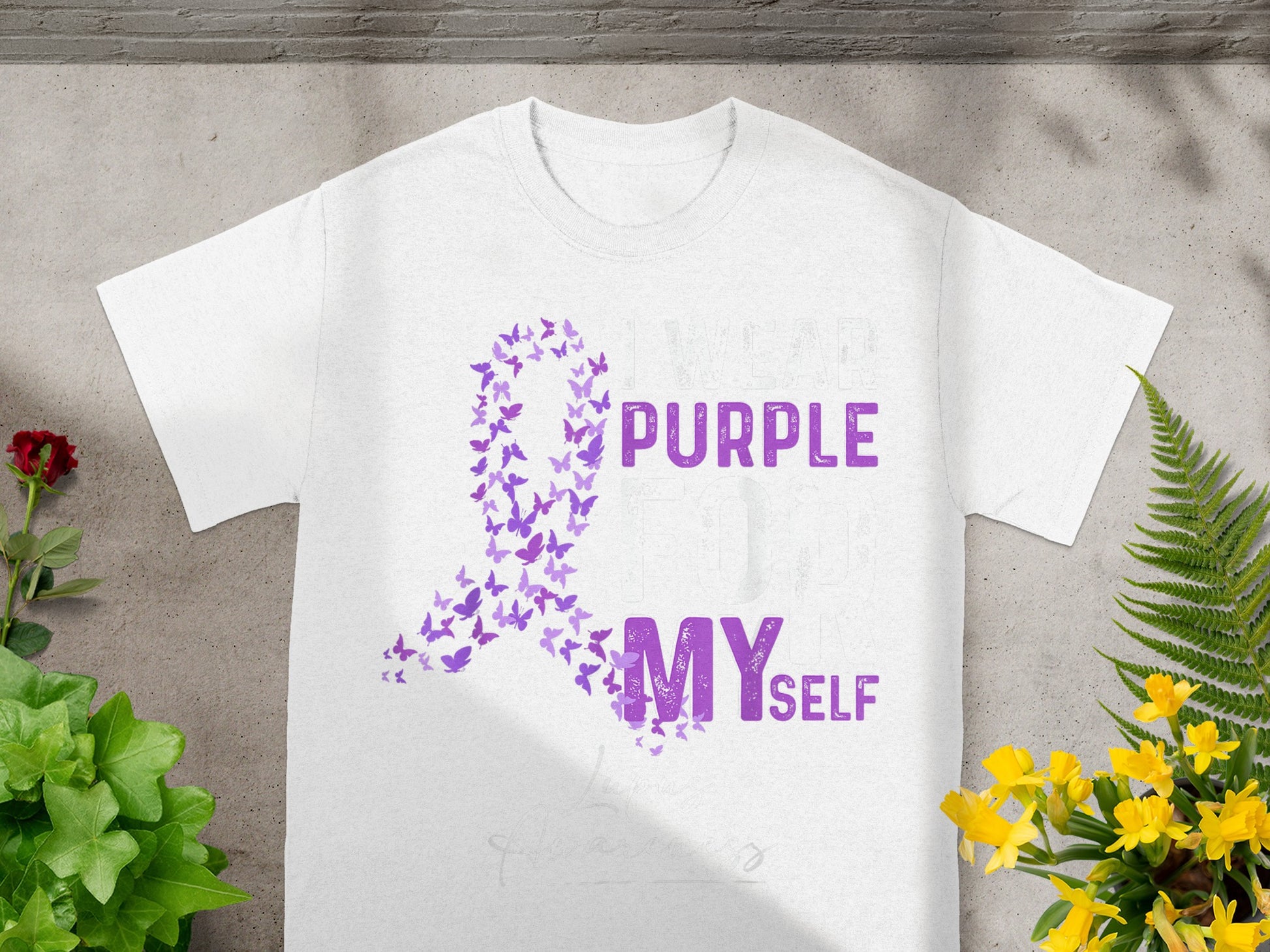 Wear Purple For Myself Butterfly Ribbon Shirt