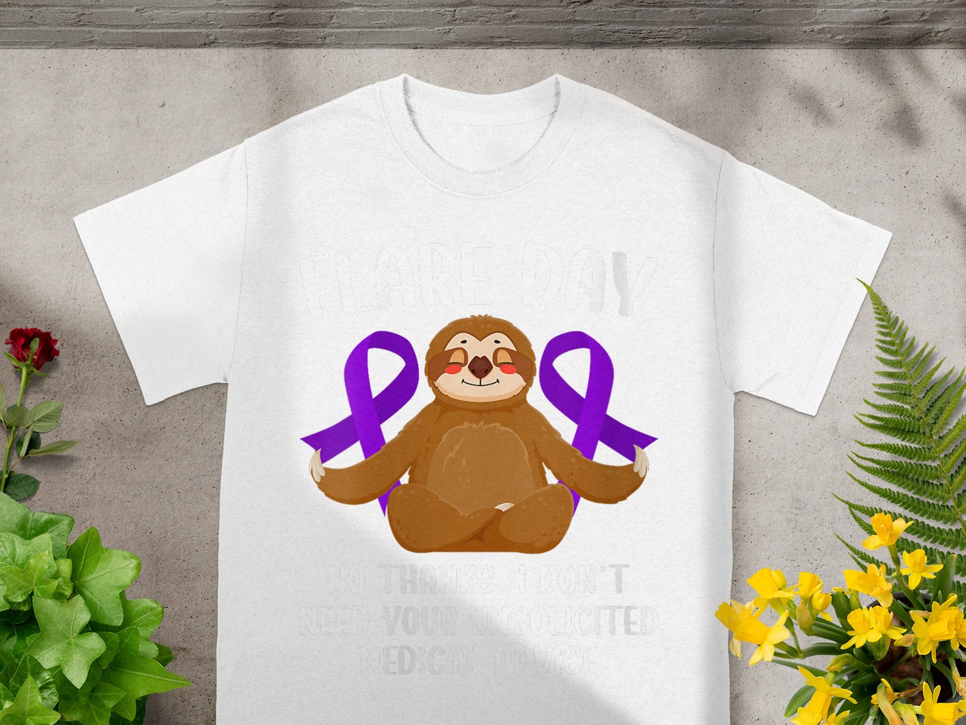 Sloth with Purple Awareness Ribbon Flare Day Shirt