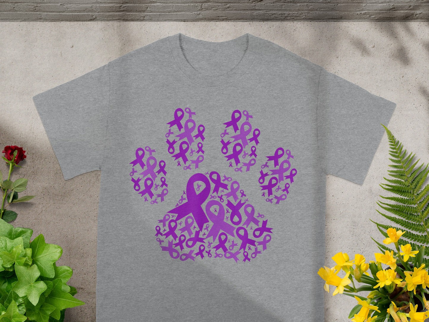Purple Ribbon Paw Design Awareness T-Shirt