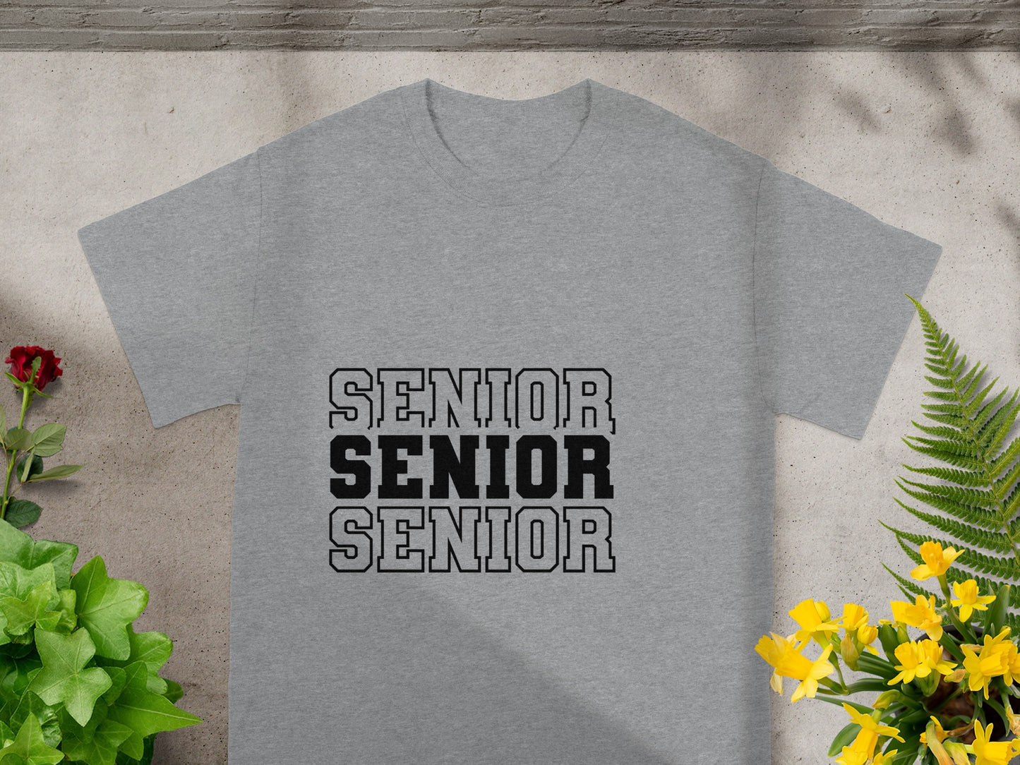 Senior Graphic Text Grey T-Shirt for Graduates