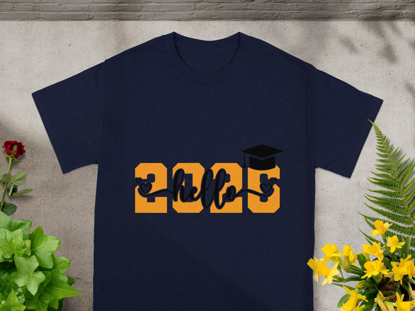 Hello 2025 Graduation Cap Heart Design T-Shirt