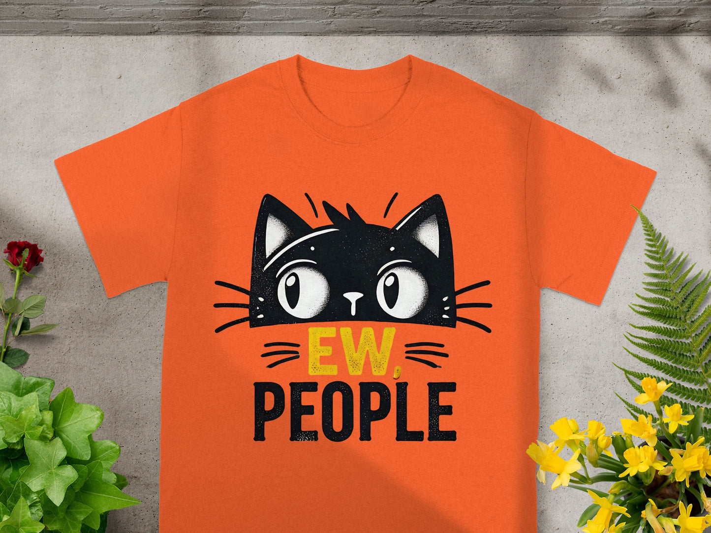 Funny Cat Graphic Ew People Statement T-shirt