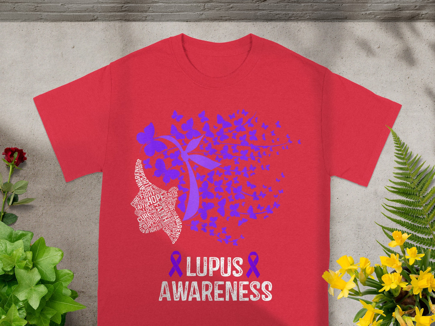 Lupus Awareness Graphic Tee in Red Unique Design