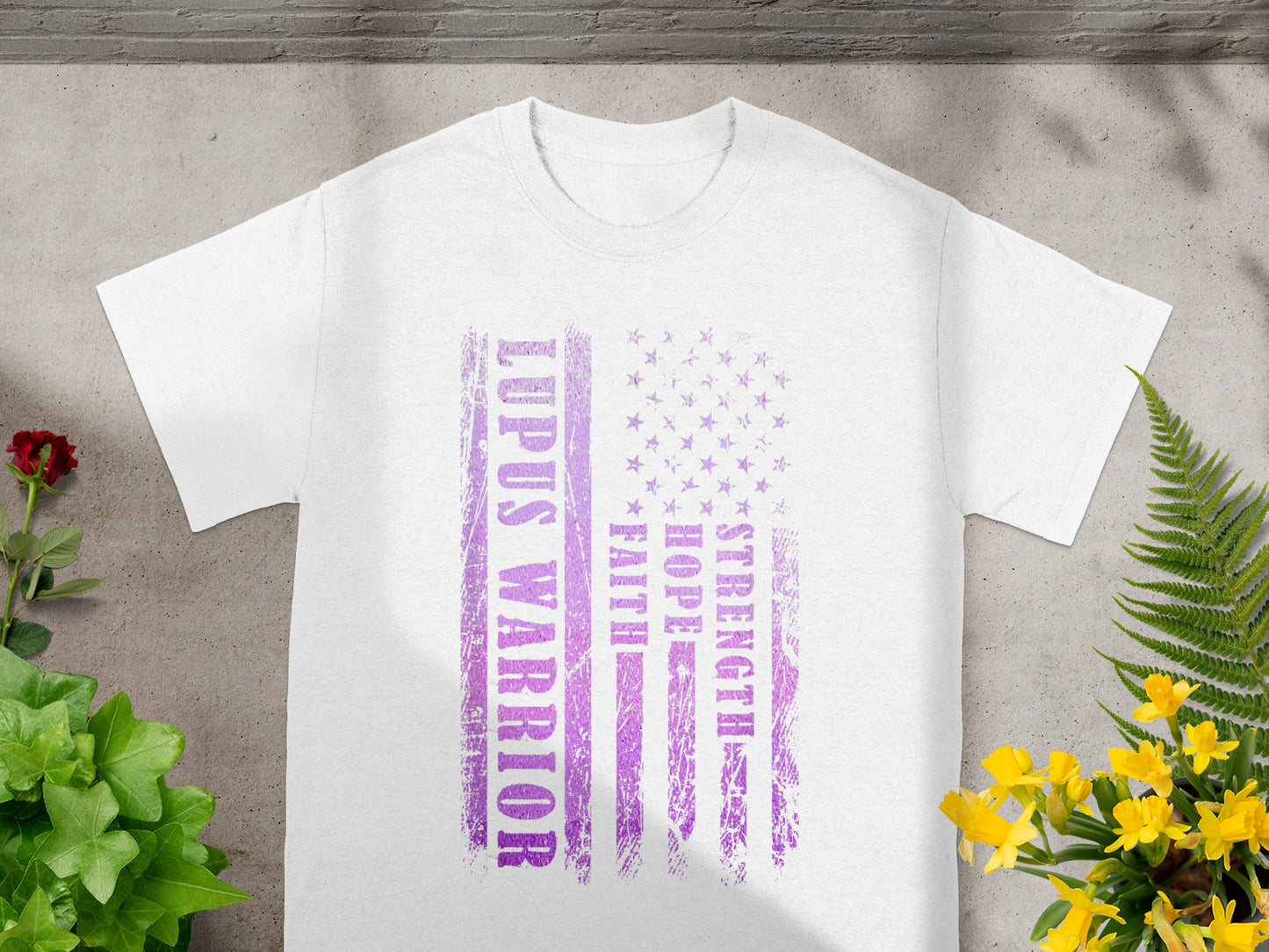 Lupus Warrior Strength Hope Faith American Flag Tee