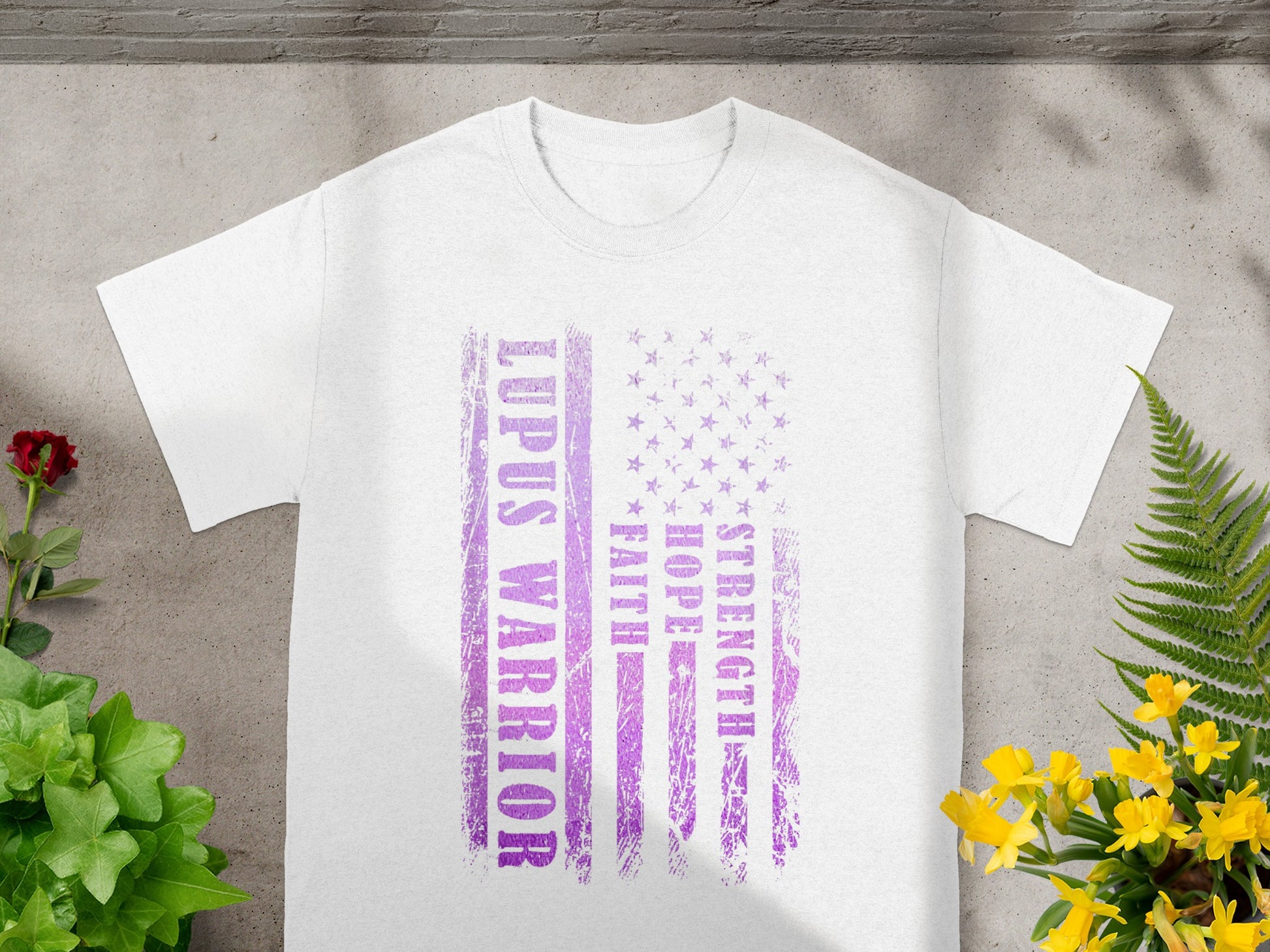 Lupus Warrior Strength Hope Faith American Flag Tee