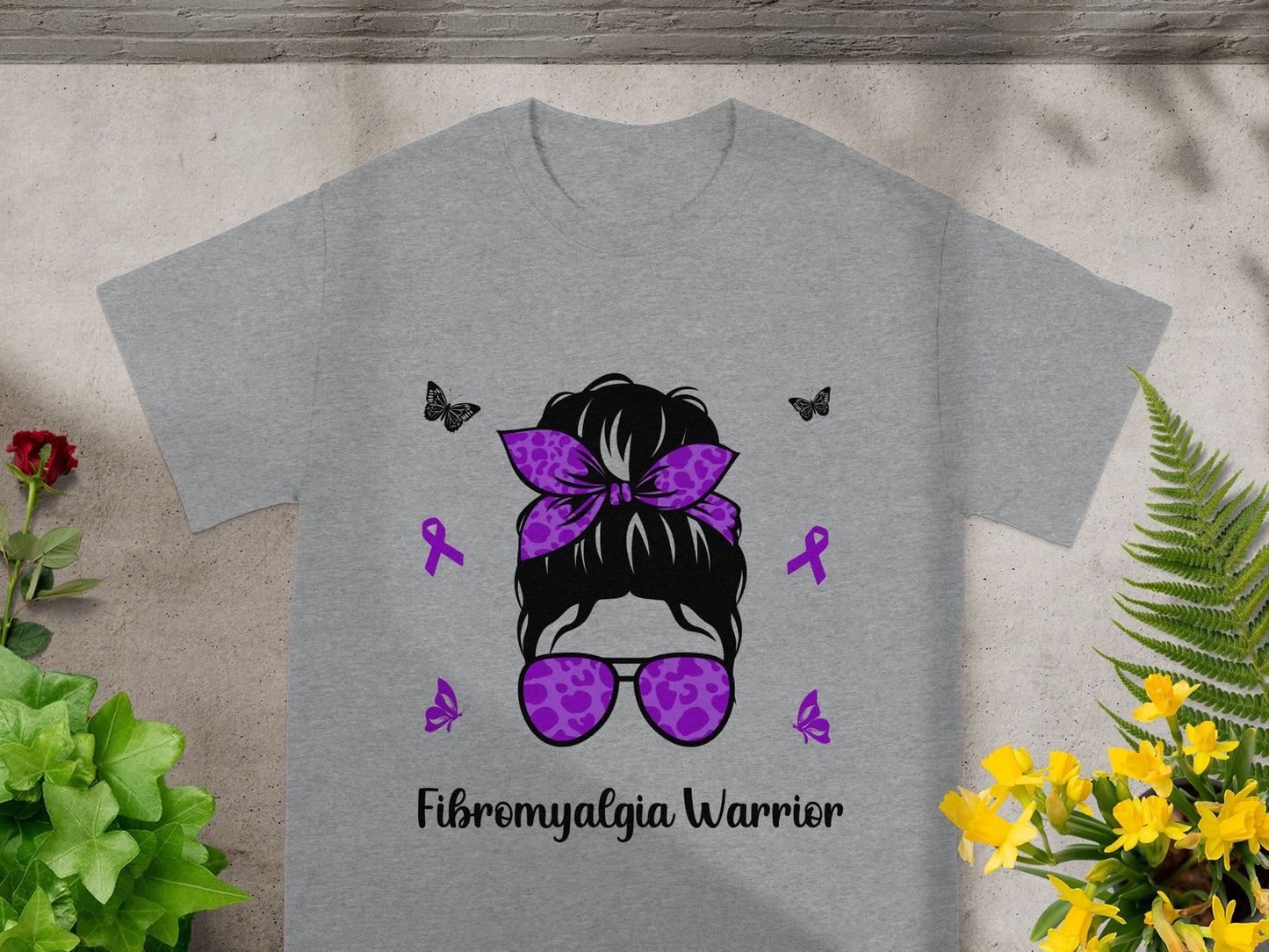 Fibromyalgia Warrior T-Shirt with Purple Ribbon Design