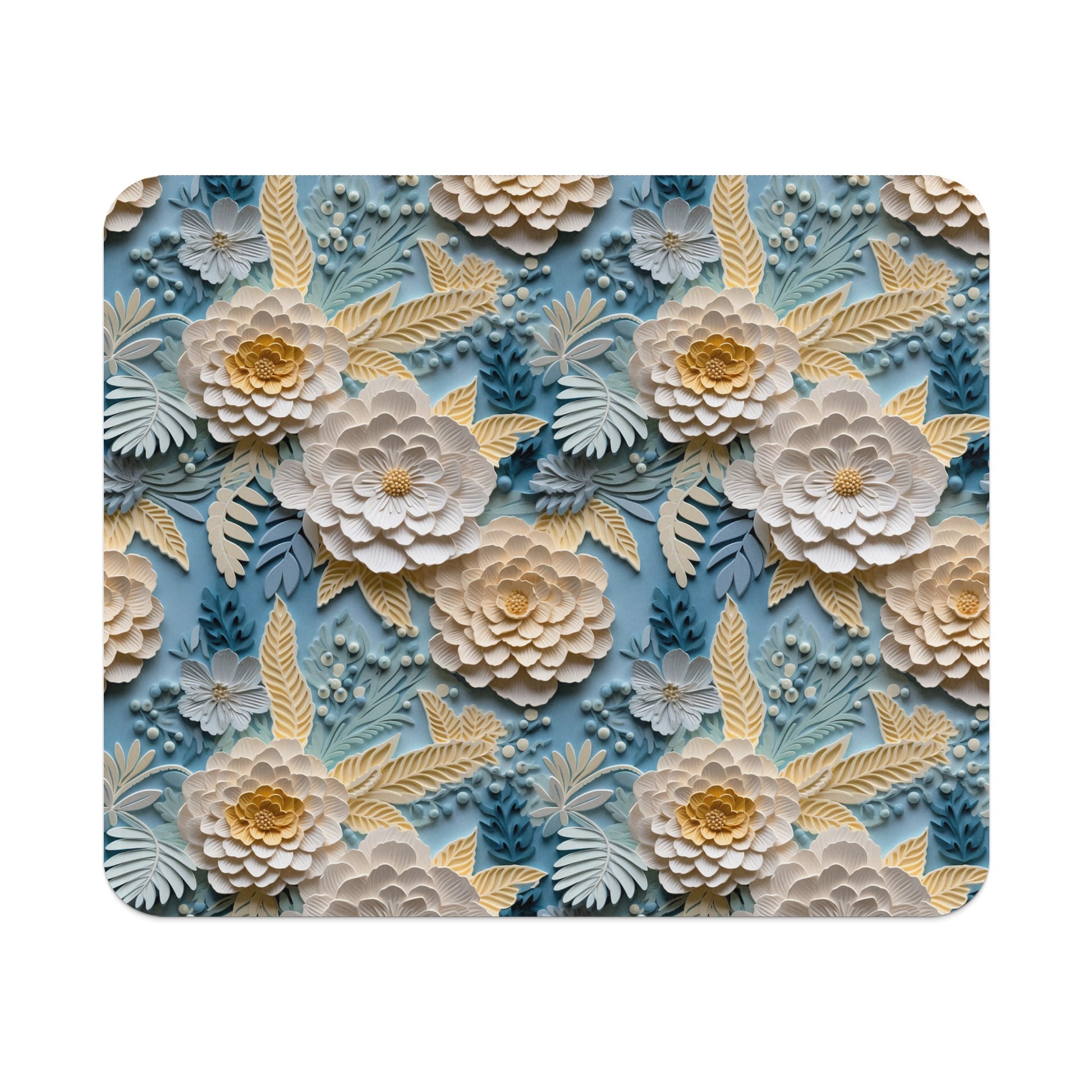 Intricate Floral Pattern with Blue Background Mousepad