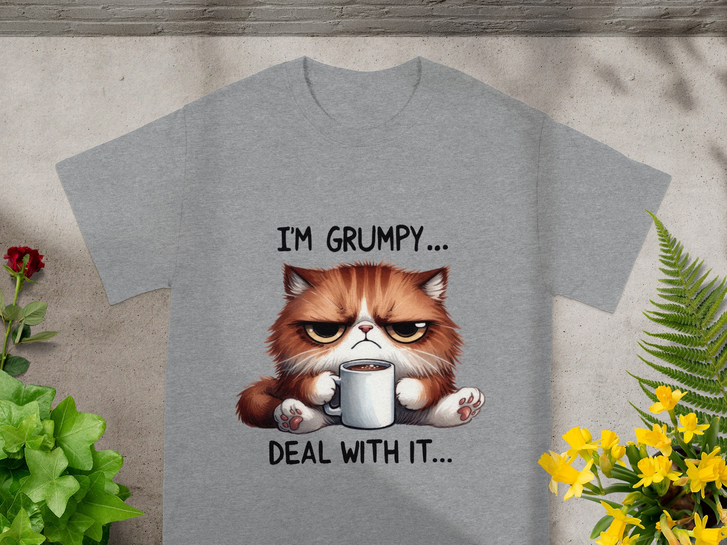Grumpy Cat Deal With It Funny Graphic T-Shirt