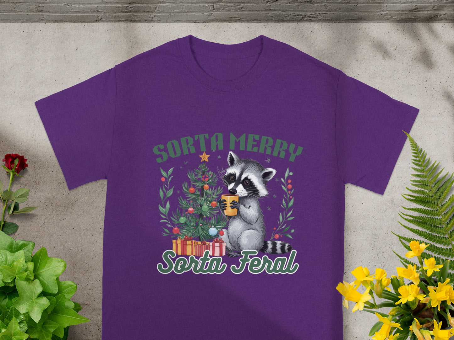 Sorta Merry Sorta Feral Holiday Graphic T-Shirt