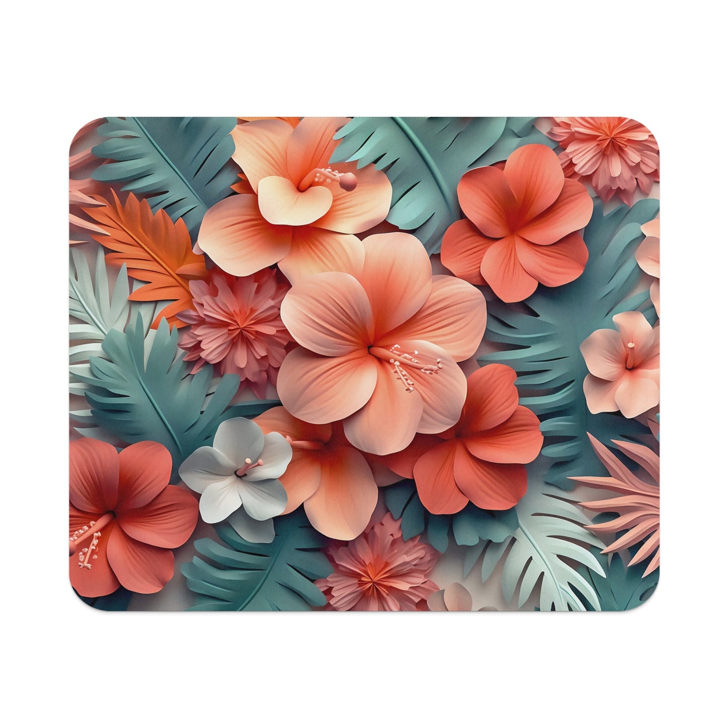 Tropical Floral Pattern Mouse Pad for Vibrant Workspace