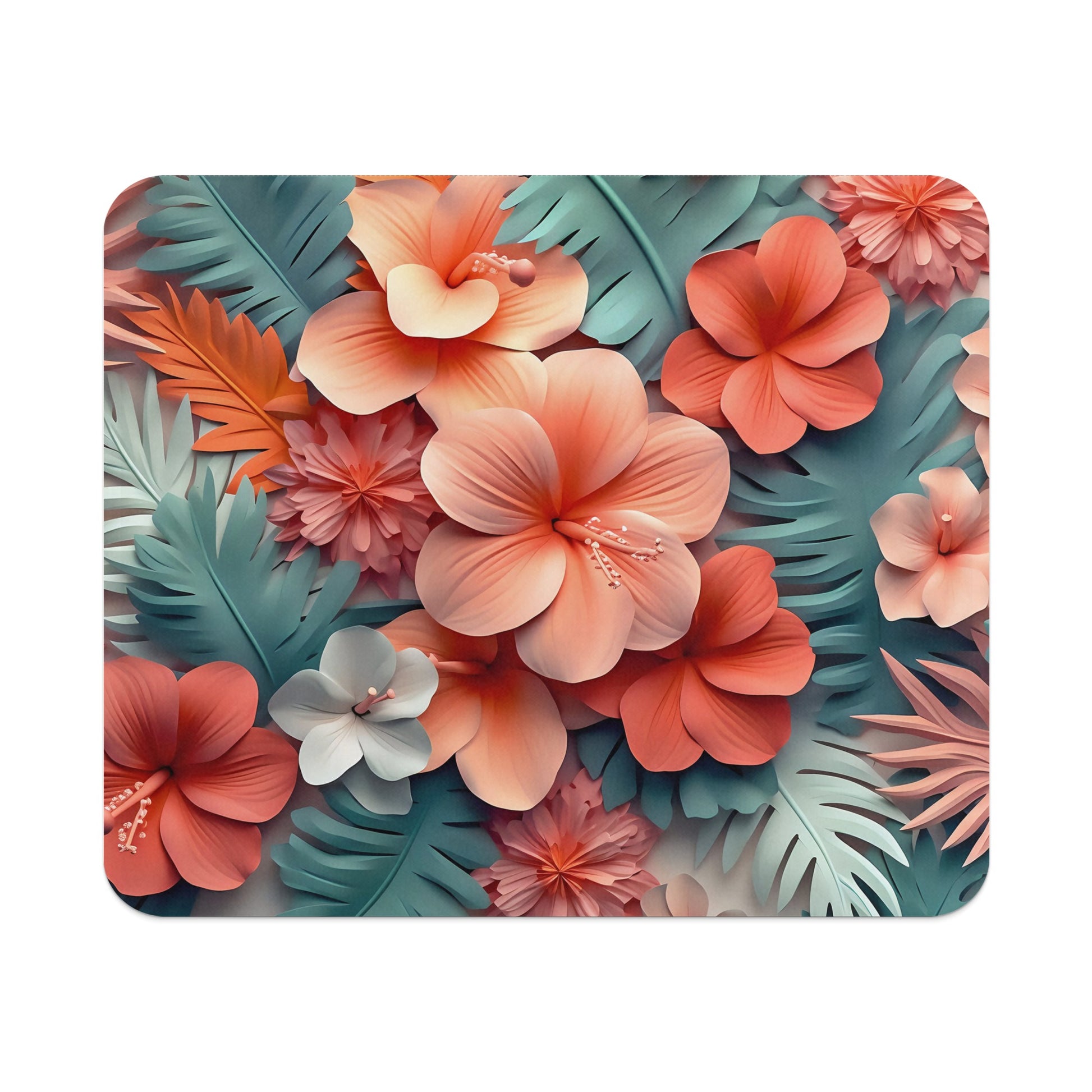 Tropical Floral Pattern Mouse Pad for Vibrant Workspace