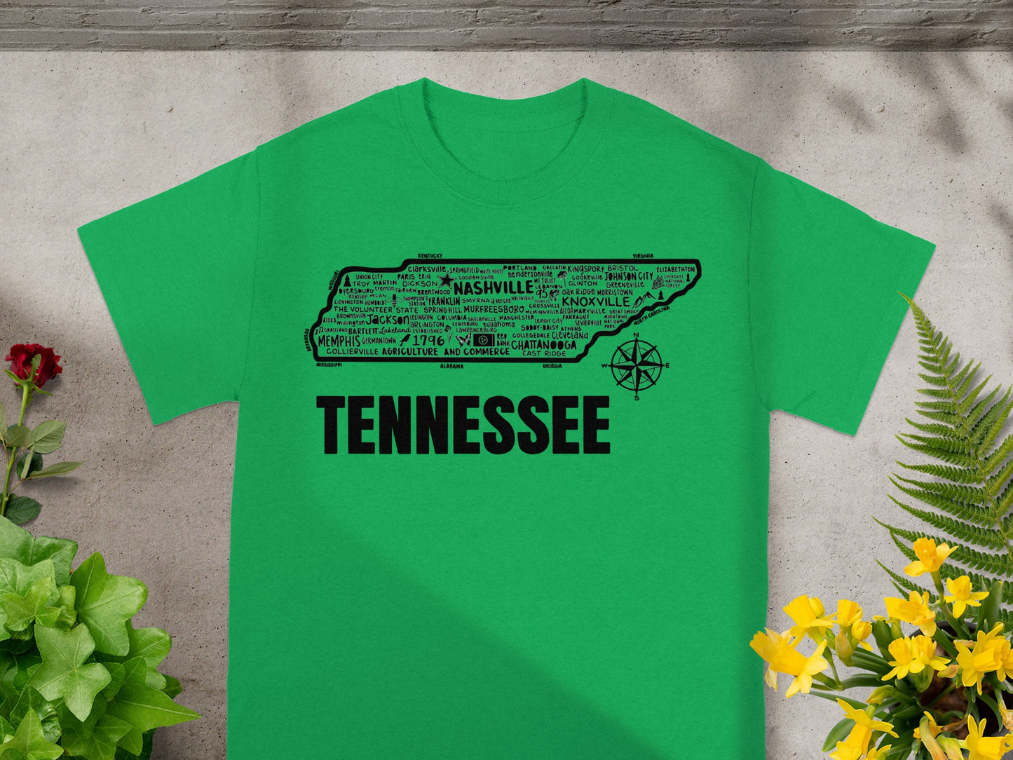 Green Tennessee Map Design Graphic T-shirt Product