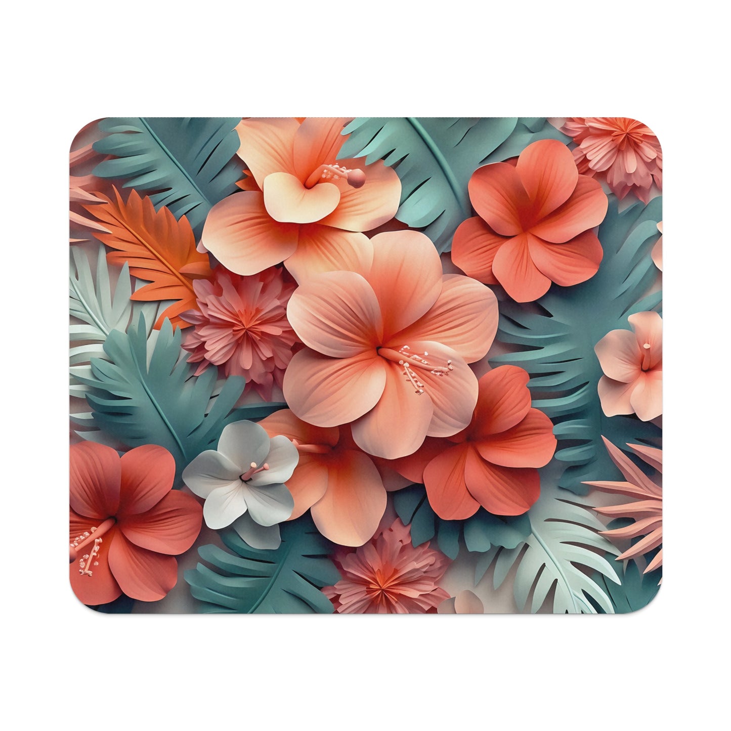 Tropical Flower Patterned Mouse Pad Beautiful Design