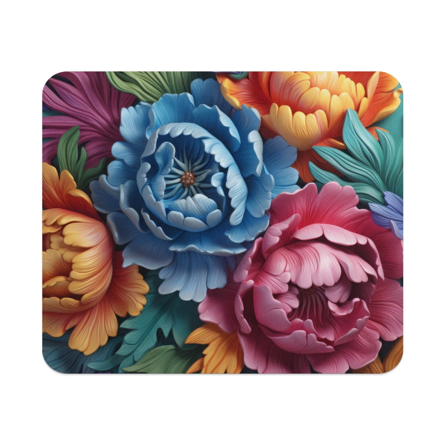 Vibrant Multicolor Floral Design Mouse Pad