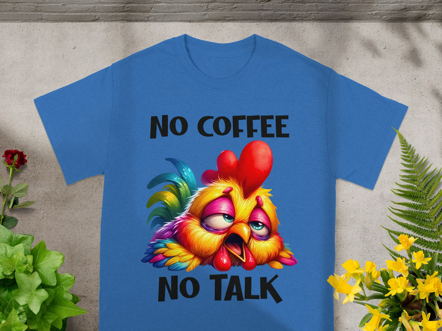 No Coffee No Talk Colorful Chicken Graphic Tee